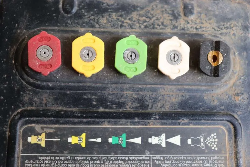Power Washer Tips Power washer tips color coded based on size