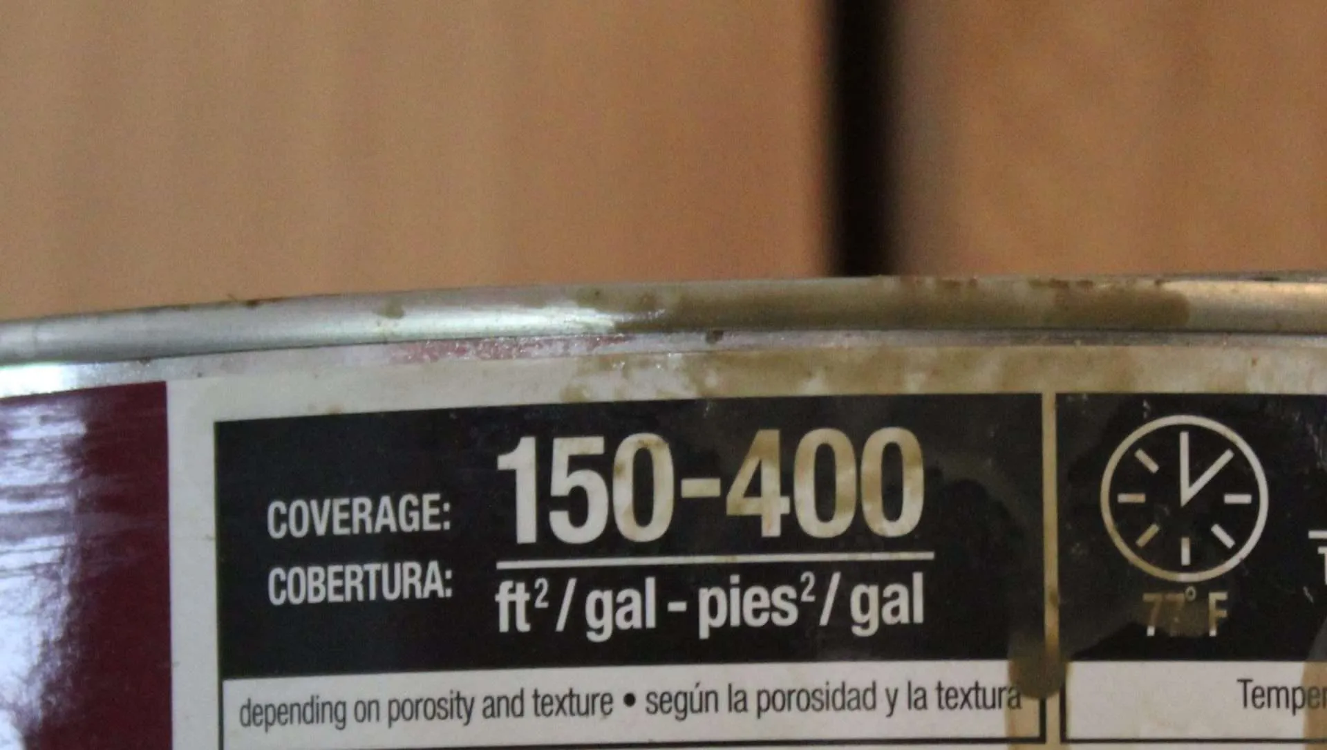 Stain Coverage stain can showing the coverage rate for the stain