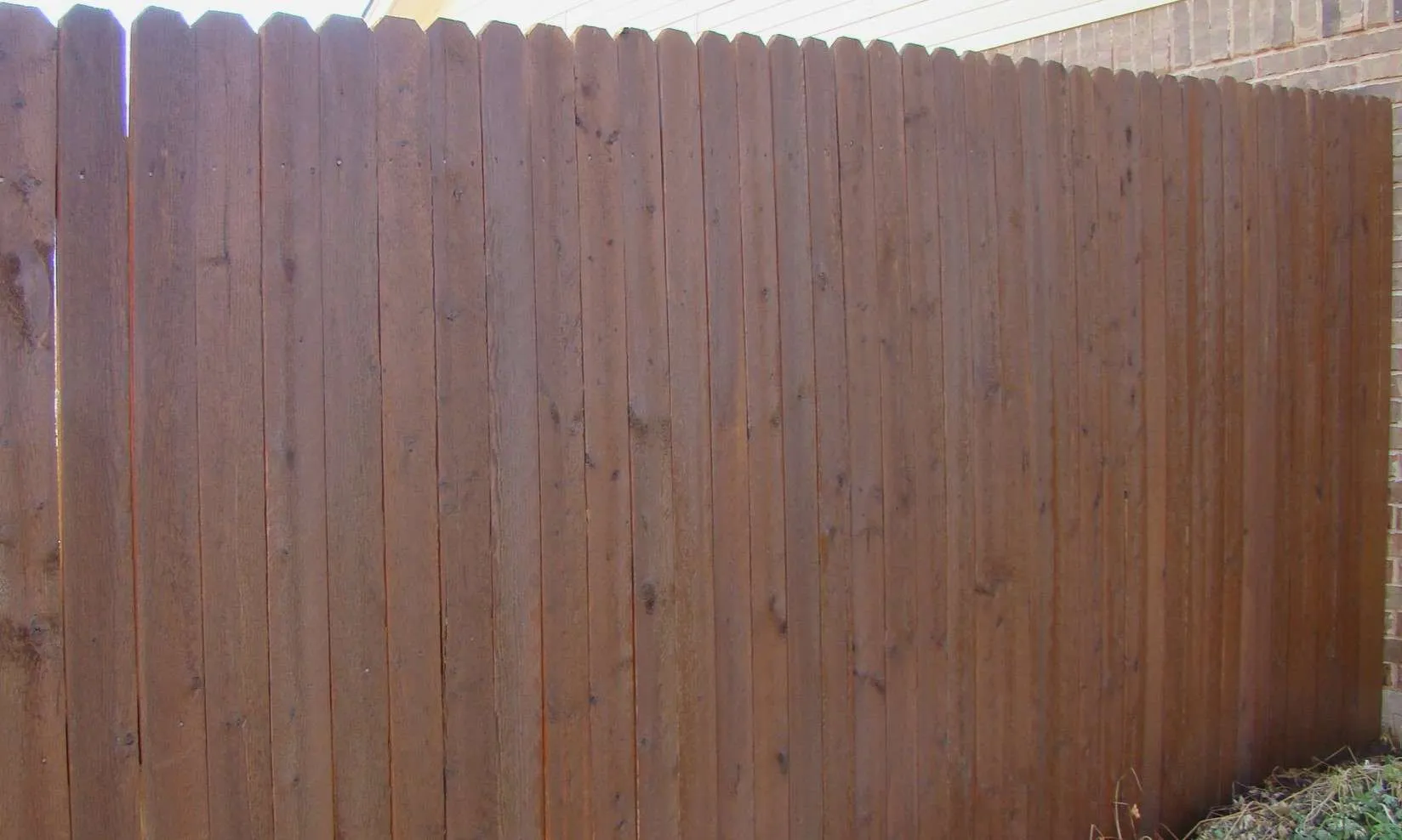sable on cedar image close up of a fence that has just been stained with Wood Defender.