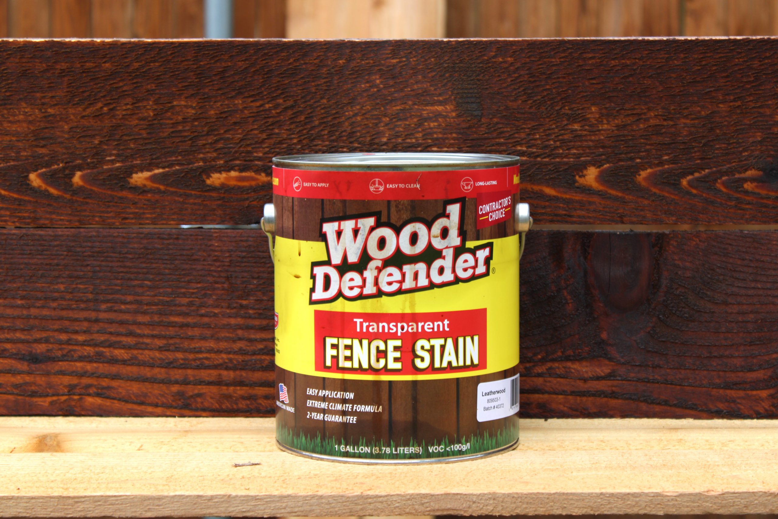 wood defender application test wood defender can in front of two boards during our test application